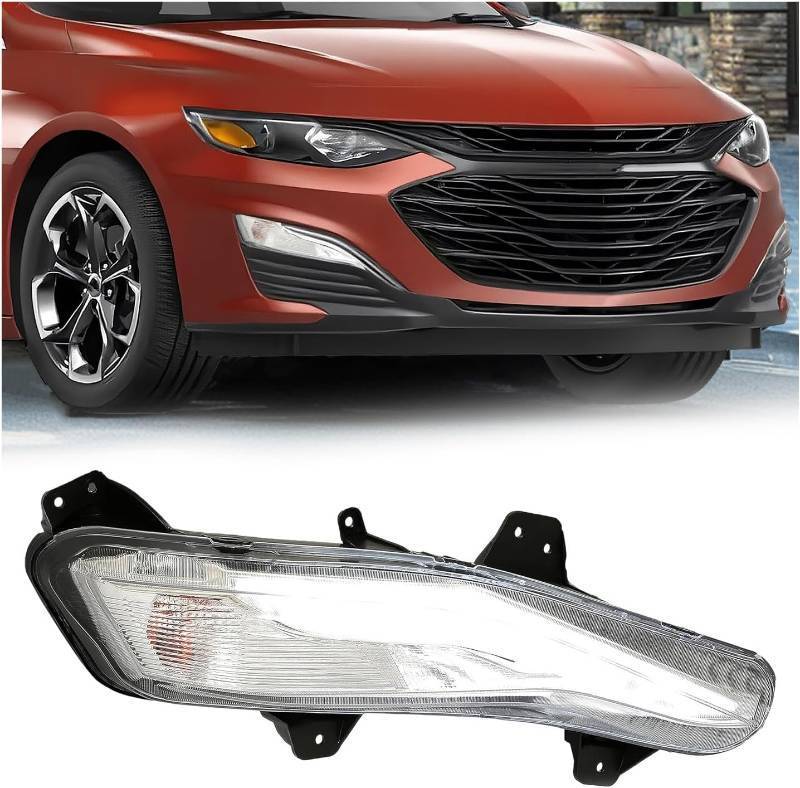 lot 242120 image: KUAFU Turn Signal Light Compatible with 2019-2022 Chevy Chevrolet Malibu Replacement for 84575552 LED DRL Fog Lamps Bumper Turn Signal Assembly Clear Lens Passenger Side