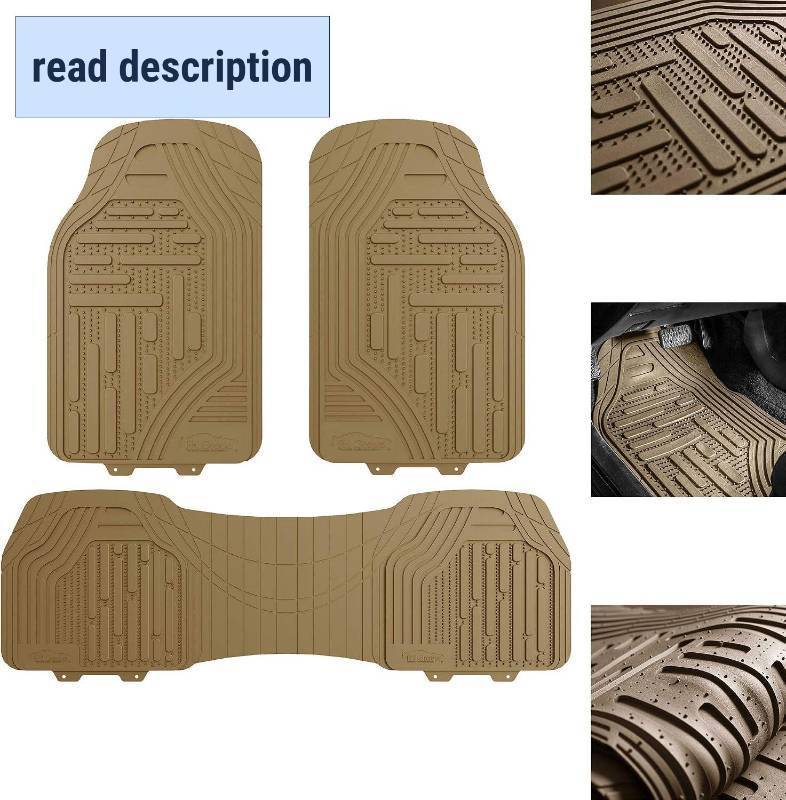 lot 442059 image: TLH Classic Rubber Trimmable Floor Mats Universal Fit, Tan Color