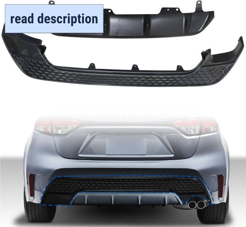 lot 442071 image: Retails for $130 GXARTS Rear Black Bumper Valance Cover 52169-02071 Compatible with Toyota Corolla SE XSE 2020-2022