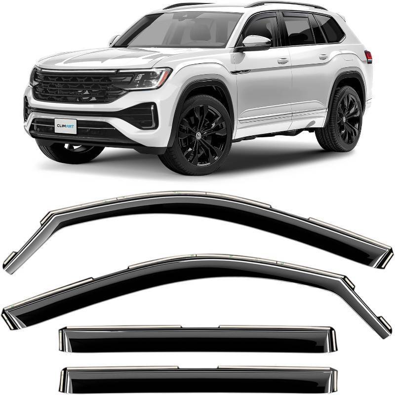 lot 431357 image: CLIM ART in-Channel Incredibly Durable Rain Guards for Volkswagen (VW) Atlas 2018-2026, Original Window Deflectors, Vent Window Visors, Vent Deflector, 4 pcs. - 618138