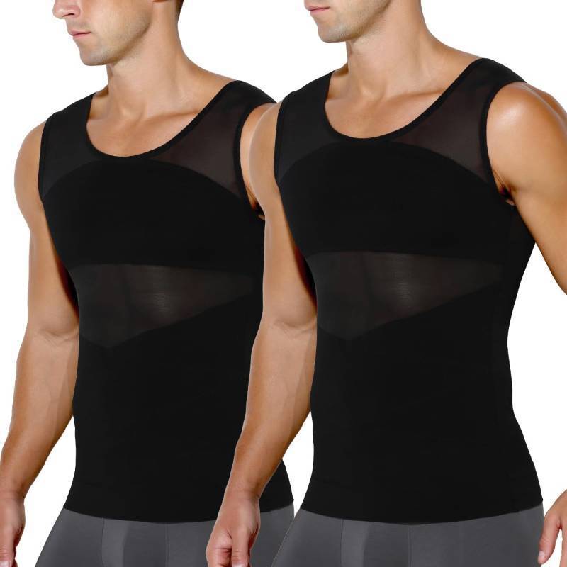 lot 321374 image: Arjen Kroos Mens Slimming Shirt Mesh Compression Shirt 4-Way Stretch Body Shaper for Chest,Abdomen & Posture Support
