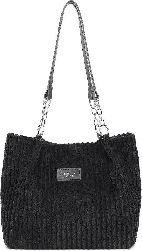 lot 421478 image: Womens Corduroy Tote Bag, Cute Shoulder Bag Large Hobo Handbag with Smooth Zip for Work & Everyday Use