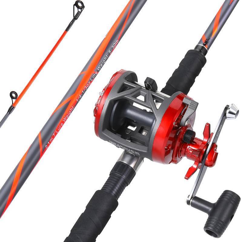 lot 271346 image: Sougayilang Progressive Glass Fishing Pole Conventional Reel Combo Medium Heavy for Catfish Salmon and Steelhead-70