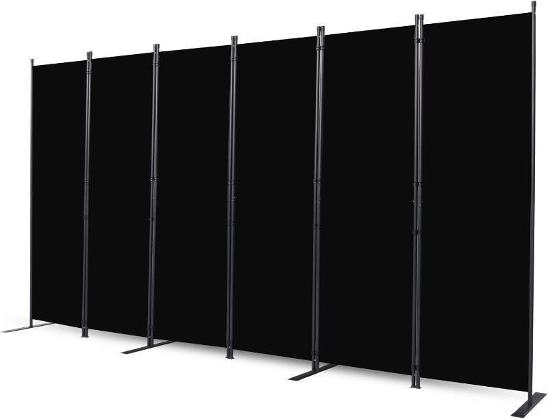 lot 251557 image: CHOSENM Room Divider, 6 Panel Folding Privacy Screens with Wider Support Feet, 6 Ft Portable Room Partition for Room Separator, 132 W X 71 H, Black