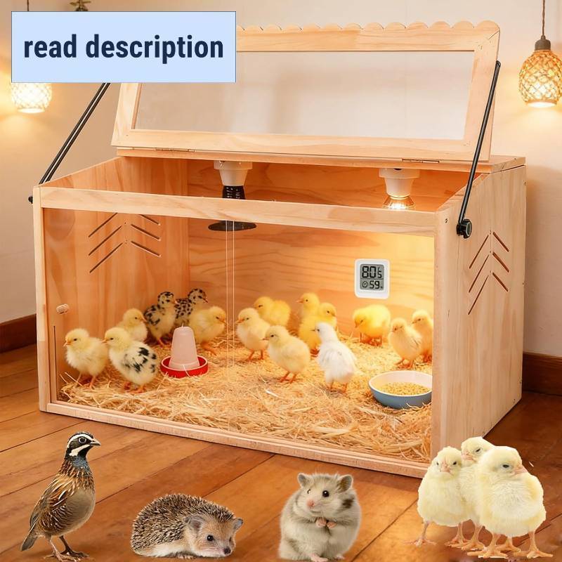 lot 452088 image: Chicken Brooder Box, Brooder Box for Chicks & Quail, Large Chicken Coop Quail Cage with Heat Lamp, Ideal for Chicks, Ducks, Quails, Hamsters and Lizards (23.6 x 16 x 16 in)