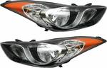 Retails for $125! 2011 2012 2013 Elantra Headlights,Headlight Assembly Compatible with Hyundai Elantra 2011-2013 Halogen Headlamp Repalcement Driver Passenger Side Chrome Housing Amber Reflector Clear Lens