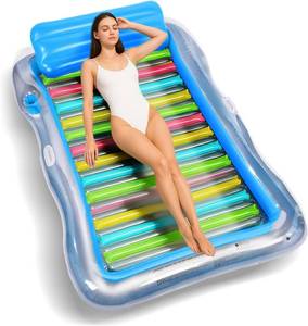 lot 3295 image: Inflatable Adult Pool Lounger Float - BAIAI Large Beach Sun Tanning Floats Raft Sunbathing Water Lounge Floaties Tub with Drink Holder - Blow Up River & Lake Suntan Floating Swimming Mattress Mat