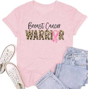 lot 3330 image: SUWATOIN Pink Ribbon Heart Shirt for Women Breast Cancer Survivor T-Shirts Womens Breast Cancer Shirts Medium