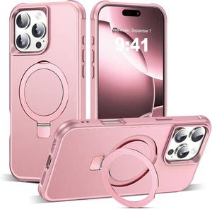 lot 3357 image: SKYLMW Compatible with iPhone 16 Pro Max Case with Invisible Magnetic O-Ring Stand Military-Grade Case for iPhone 16 ProMax 6.9 Compatible with Mag-SafeGreat Grip Feeling, Rose Gold