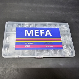 lot 3379 image: MEFA Nail Tips, Medium Almond 15 Sizes, 600 Pcs Pre-shaped Half Matte Full Cover Acrylic Nail Tips Press on Nails for Nail Extension Home DIY Salon Manicure