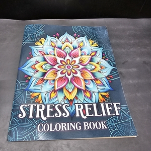 lot 3382 image: Stress Relief Adult Coloring Book with Landscape, Patterns, Mandala,... and Many More to Color and Relax