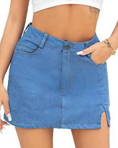 lot 3395 image: We1Fit Skorts for Women High Waisted Trendy Denim Mini Skirt Side Slit Jean Shorts Stretchy Skirts Medium