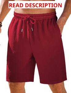 lot 3403 image: COOFANDY Mens Casual Corduroy Shorts With Elastic Waist, Drawstring, Lightweight Summer Beach Shorts With Pockets. Blue Small
