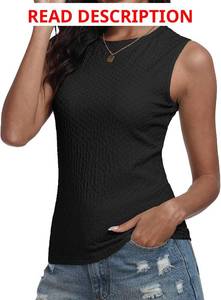 lot 3445 image: PrinStory Womens Sleeveless Textured Slim Tops Crewneck Knit Solid Summer Casual Shirts Pullover Tank Tops for Women Grass Green Size Large