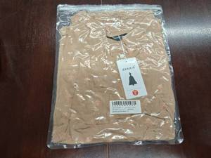 lot 3449 image: ZESICA Womens Ruffle Long Sleeve Chiffon Blouses V Neck Swiss Dot Fall Shirts Dressy Casual Tunic Tops Size Small Khaki