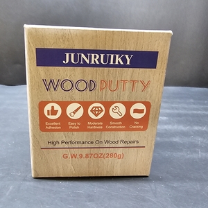 lot 3480 image: Wood Filler & Putty - Paintable & Stainable, Quick Drying Repair Kit for Holes, Cracks, Chips in Wooden Furniture & Outdoor Wood (Black, 9.87 Ounce)