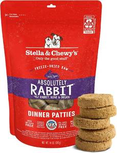 lot 3489 image: Stella & Chewys Freeze-Dried Raw Dinner Patties - Absolutely Rabbit Recipe - High Protein Grain-Free Puppy & Dog Food - Perfect For Picky Eaters - 14 oz BB AUG 2025