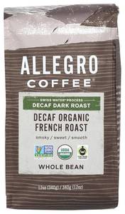 lot 4377 image: Allegro Coffee Decaf Organic French Roast Whole Bean Coffee, 12 Ounce (Pack of 1) APR26