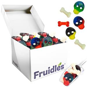 lot 4392 image: Fruidles Gummy Skulls and Bones Halloween Candy, Trick-Or-Treat Creepy Party Bag Fillers, Non-Gmo (2 Pounds) BB 42026