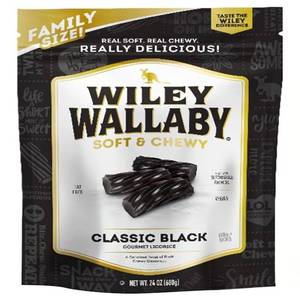 lot 4393 image: Wiley Wallaby Classic Black Gourmet Licorice Chewy Candy 24 oz BB JUNE 2026