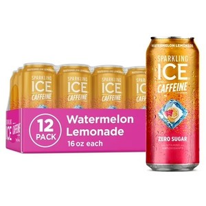 lot 4411 image: Sparkling Ice  Caffeine Watermelon Lemonade, 16 Fl Oz Can, 12 Count