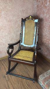lot 12 image: Rocking Chair with Woven Seat and Back