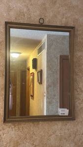 lot 25 image: Framed Wall Mirror with Decorative Border 31x23