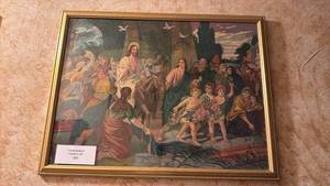 lot 35 image: Palm Sunday Framed Art Print Religious Scene 19.5 x 29