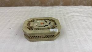lot 57 image: Carved Jade Decorative Box with Inlay Detail