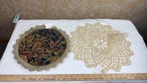 lot 62 image: Four Lace Doilies Assorted Styles Cream Ivory