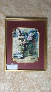 lot 70 image: Floral Vase Picture Framed Print 21.5 x 17.5