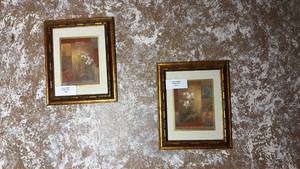lot 72 image: Gold Framed Floral Print 2-Piece Set 17 x 14