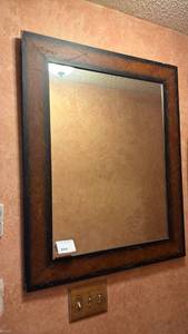 lot 74 image: Framed Wall Mirror with Dark Wood Frame 40 x 32