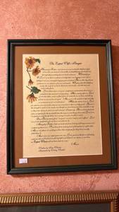 lot 75 image: The Expat Wifes Prayer Framed Print with Yellow Flower Illustration