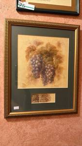 lot 76 image: Framed Botanical Print Grapevines with Scripture Passage John 155 16x13