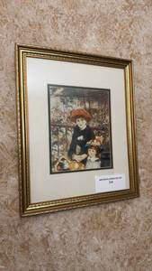 lot 81 image: Mother & Daughter Art Framed Print Gold Frame Matted 18x15
