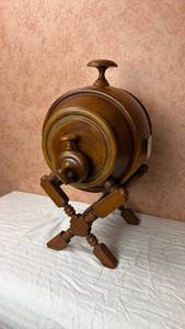 lot 89 image: Wooden Keg Decanter on Stand