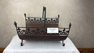 lot 99 image: Wicker and Wrought Iron Magazine Rack