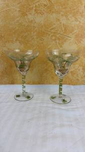 lot 149 image: Hand-Painted Palm Tree Martini Glasses Set of 2