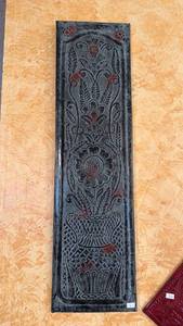 lot 180 image: Embossed Floral Metal Wall Plaque 8.5 x 30