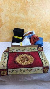 lot 198 image: Cloth Napkins and Tapestry Table Runner Lot
