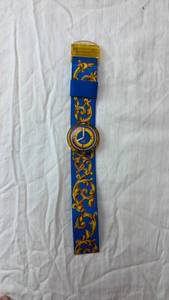 lot 241 image: Swatch Watch Blue Gold Ornamental Pattern Fabric Band