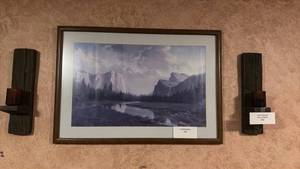 lot 254 image: Framed Mountain Landscape Print Yosemite Valley 30x40