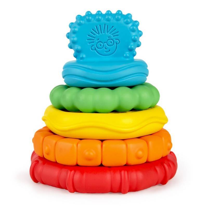 lot 1178 image: Baby Einstein Stack & Teethe Multi-Textured Teether Toy BPA-Free, Multiple Activities, Sensory Development - Retail $23