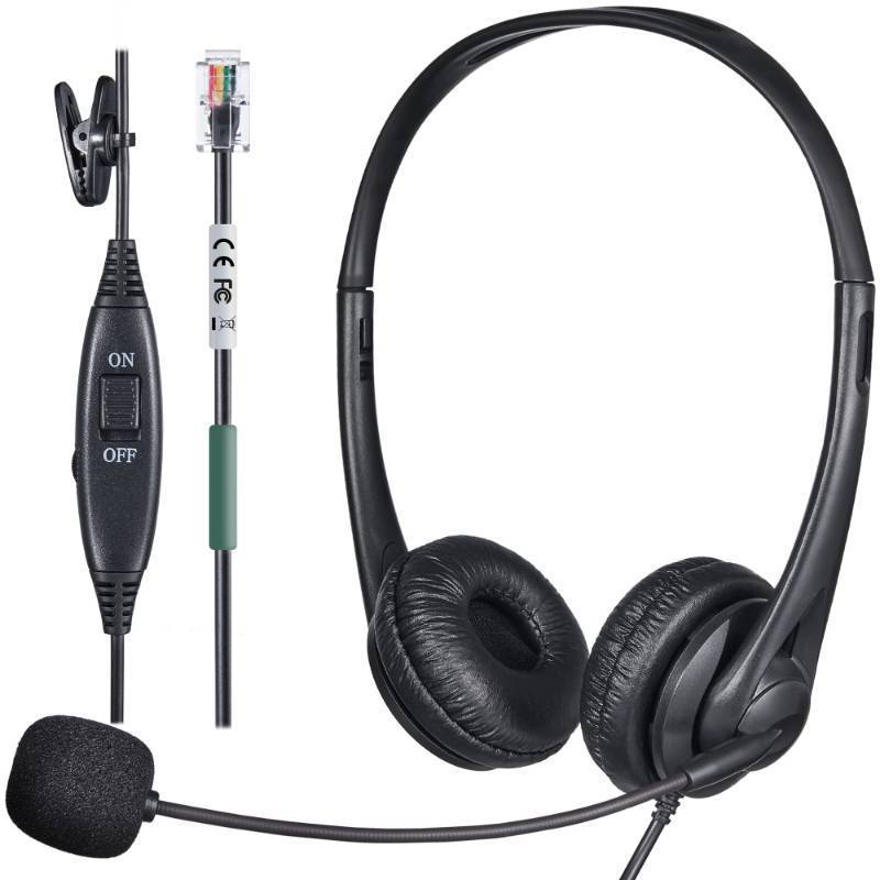 lot 1138 image: Phone Headset with Microphone Noise Cancelling RJ9 Jack, Compatible with Plantronics Retail $31.34