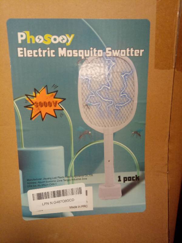 lot 1193 image: Bug Zapper Racket, Electric Fly Swatter Rechargeable Mosquito Zapper for Indoor and Outdoor - 2000mAh (1 Pack, 2000 mAh) - Retail $20