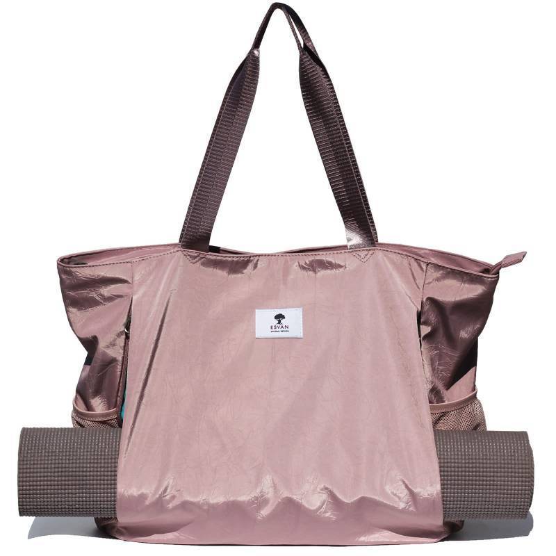 lot 1195 image: ESVAN Yoga Mat Bag Yoga Tote Carrier Shoulder Bag Carryall Tote for Office,Yoga,Pilates,Travel,Beach and Gym (B pinkish purple) - Retail $26