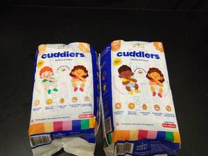 lot 1131 image: Cuddlers Newborns & Infants Size 2 12-18 lbs & Size 3 16-28 lbs Diapers 2-Pack - Retail $12