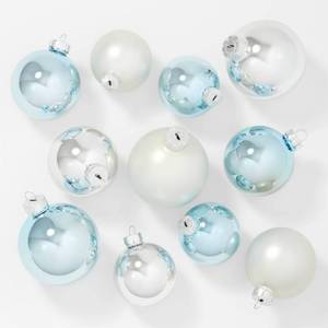 lot 1211 image: 40ct Round Glass Christmas Tree Ornament Set WhiteBlueSilver - Wondershop Handcrafted, Indoor Decoration, No Battery Required - Retail $25
