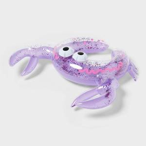 lot 1050 image: Split Ring - Sun Squad Crab Float& 36 Donut Swim Ring  PVC Pool Toy for Ages 3 - Retail $15
